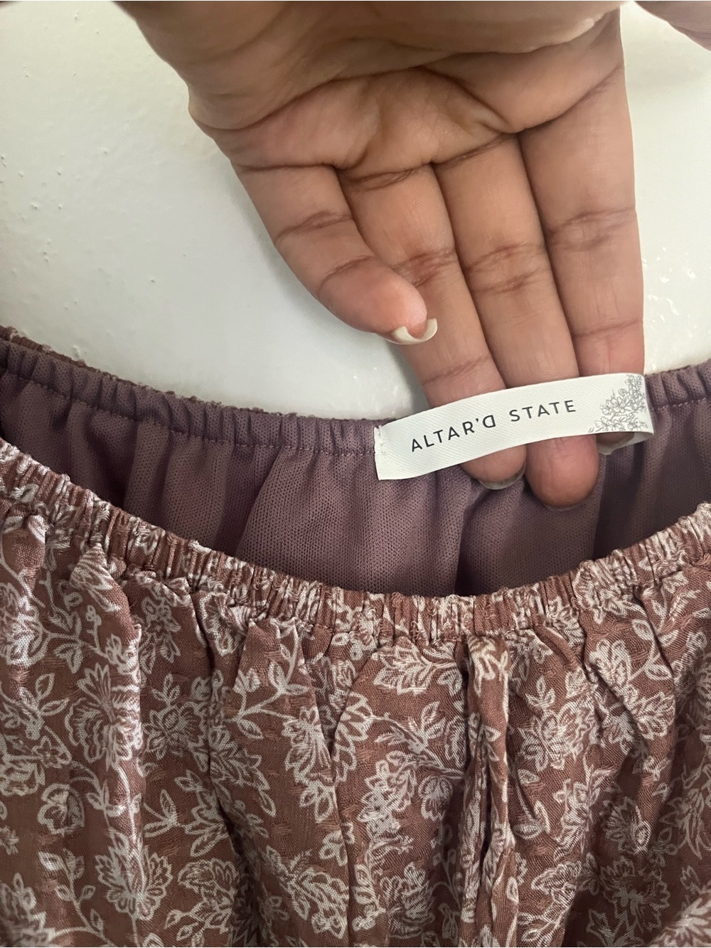 Altard state Square Neck Cropped Blouse in Mauve-Brown - Picture 4 of 6